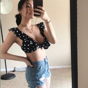 Polka Dot Ruffle High Waisted Bikini Set